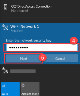 Screenshot of the Windows password-entry box in the wifi connection dialogue.