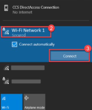 Screenshot of the Windows wifi connection dialogue.