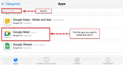 Screenshot of the FileWave App Portal list of apps
